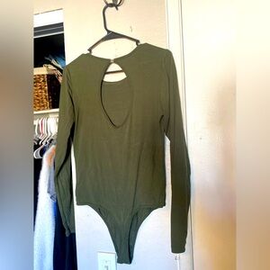 Green buckle keyhole Long sleeve leotard/body suit